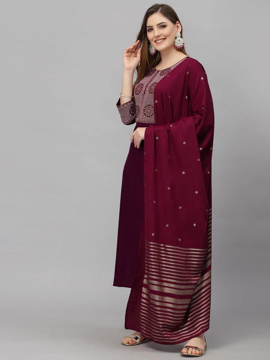 Royal Ethnic Women Viscose Embroidered Kurta and Pant Set with Dupatta Kurta Set Elegant Stylish Ethnic Festive Wear Look