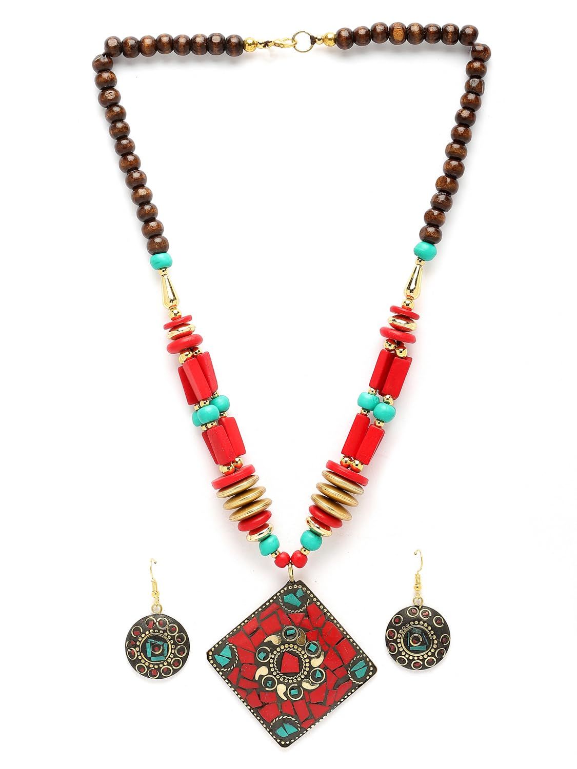 Royal Ethnic | Women's Tibetan Pendant Necklace Set | Traditional Oxidised Finish | Stylish Ethnic Jewellery | Festive - Royal Ethnic