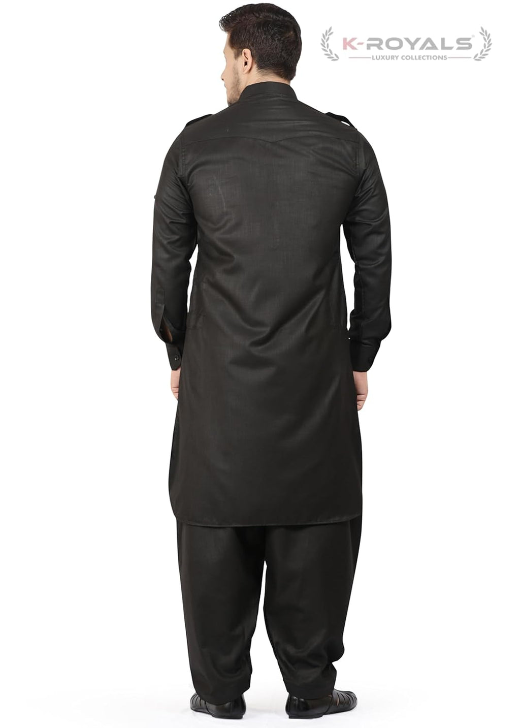 Royal Ethnic | Men's Cotton Blend Pathani Kurta Pyjama Set | Full Sleeves | Solid Pattern | Festive Wear | Elegant Fit - Royal Ethnic