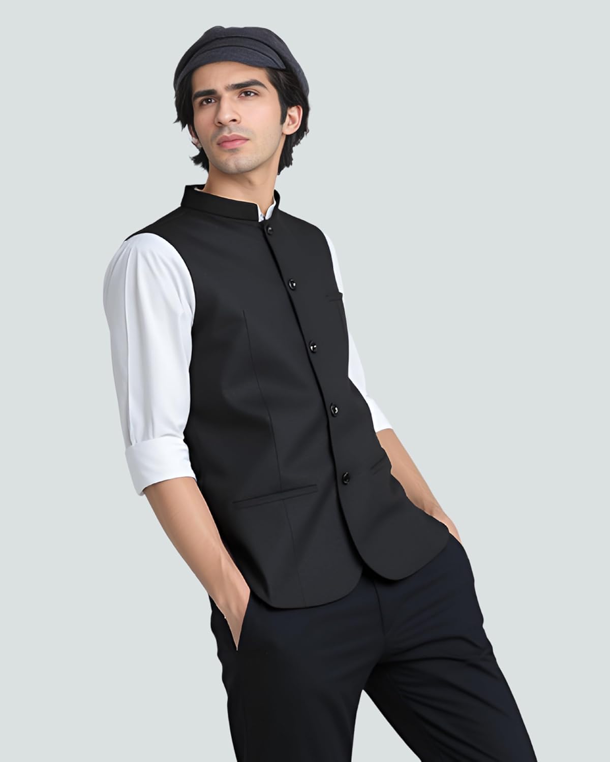 Royal Ethnic | Men's Cotton Nehru Jacket | Modi Koti Waistcoat | Diwali & Wedding Wear | Formal & Casual | Elegant Look - Royal Ethnic