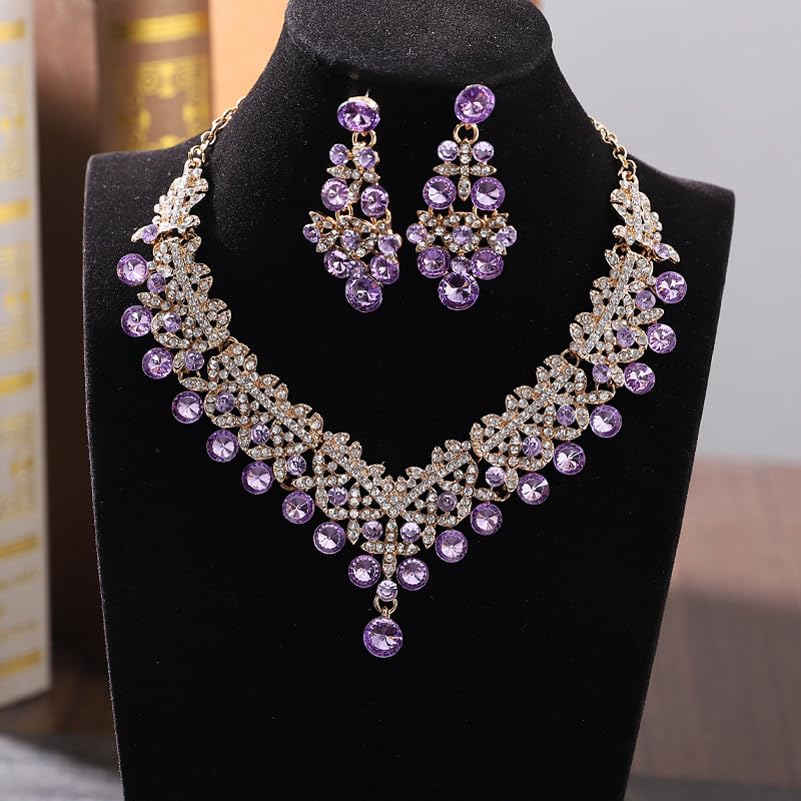 Royal Ethnic | Women's Crystal Diamond Necklace Set | Stylish Wedding Jewellery | Silver Plated | Party Wear | Elegant - Royal Ethnic