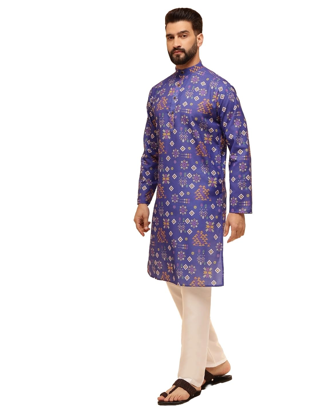 Royal Ethnic | Men's Silk Blend South Indian Shirt | Half Sleeves | Traditional Fit | Festive, Wedding & Casual Wear - Royal Ethnic