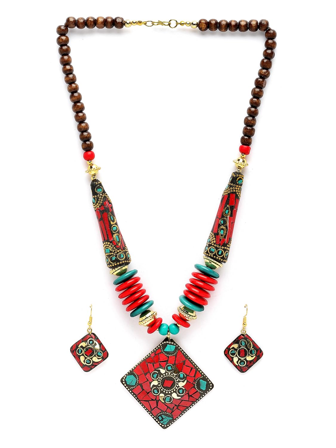 Royal Ethnic | Women's Tibetan Pendant Necklace Set | Traditional Oxidised Finish | Stylish Ethnic Jewellery | Festive - Royal Ethnic