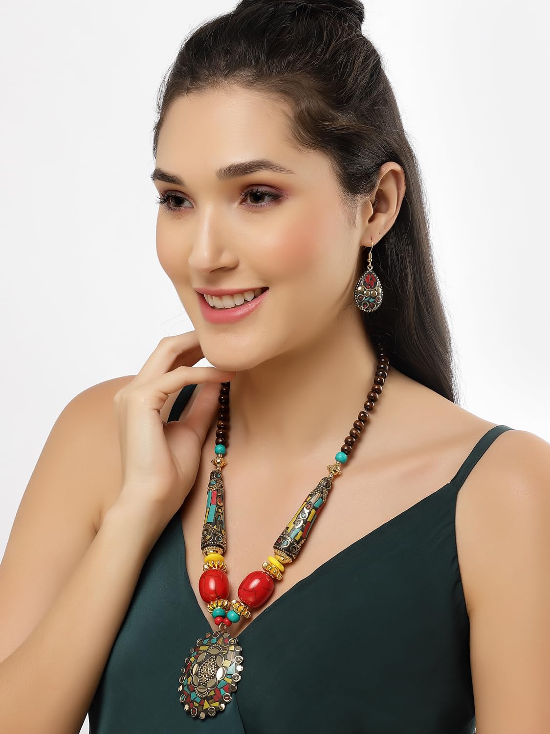 Royal Ethnic | Women's Tibetan Pendant Necklace Set | Traditional Oxidised Finish | Stylish Ethnic Jewellery | Festive - Royal Ethnic