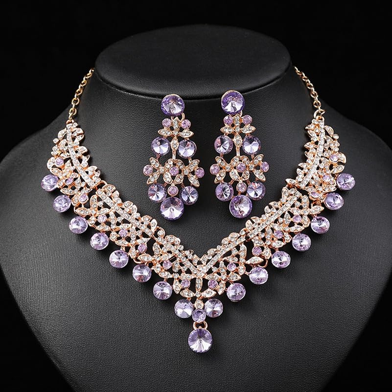 Royal Ethnic | Women's Crystal Diamond Necklace Set | Stylish Wedding Jewellery | Silver Plated | Party Wear | Elegant - Royal Ethnic