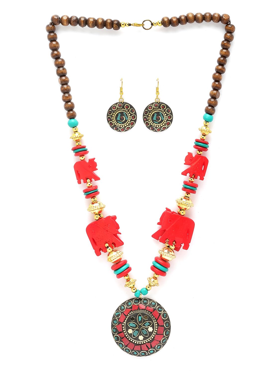 Royal Ethnic | Women's Tibetan Pendant Necklace Set | Traditional Oxidised Finish | Stylish Ethnic Jewellery | Festive - Royal Ethnic