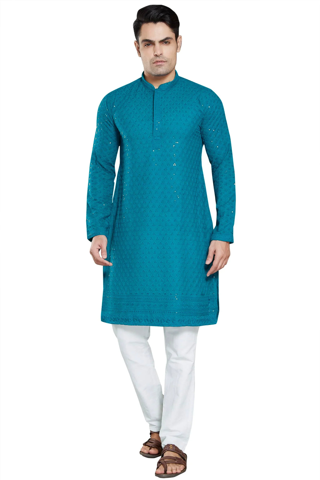 Royal Ethnic Men's Stylish Embroidered Cotton Kurta Pyjama Set | Exclusive Elegant Party Wear Outfit - Royal Ethnic