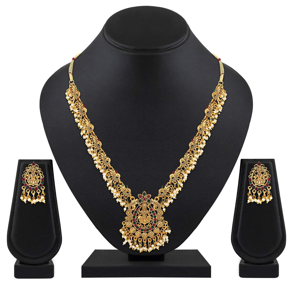Royal Ethnic | Women's Pearl Choker Temple Necklace Set | 22k Gold Plated | Traditional Festive Wear | Wedding Style - Royal Ethnic