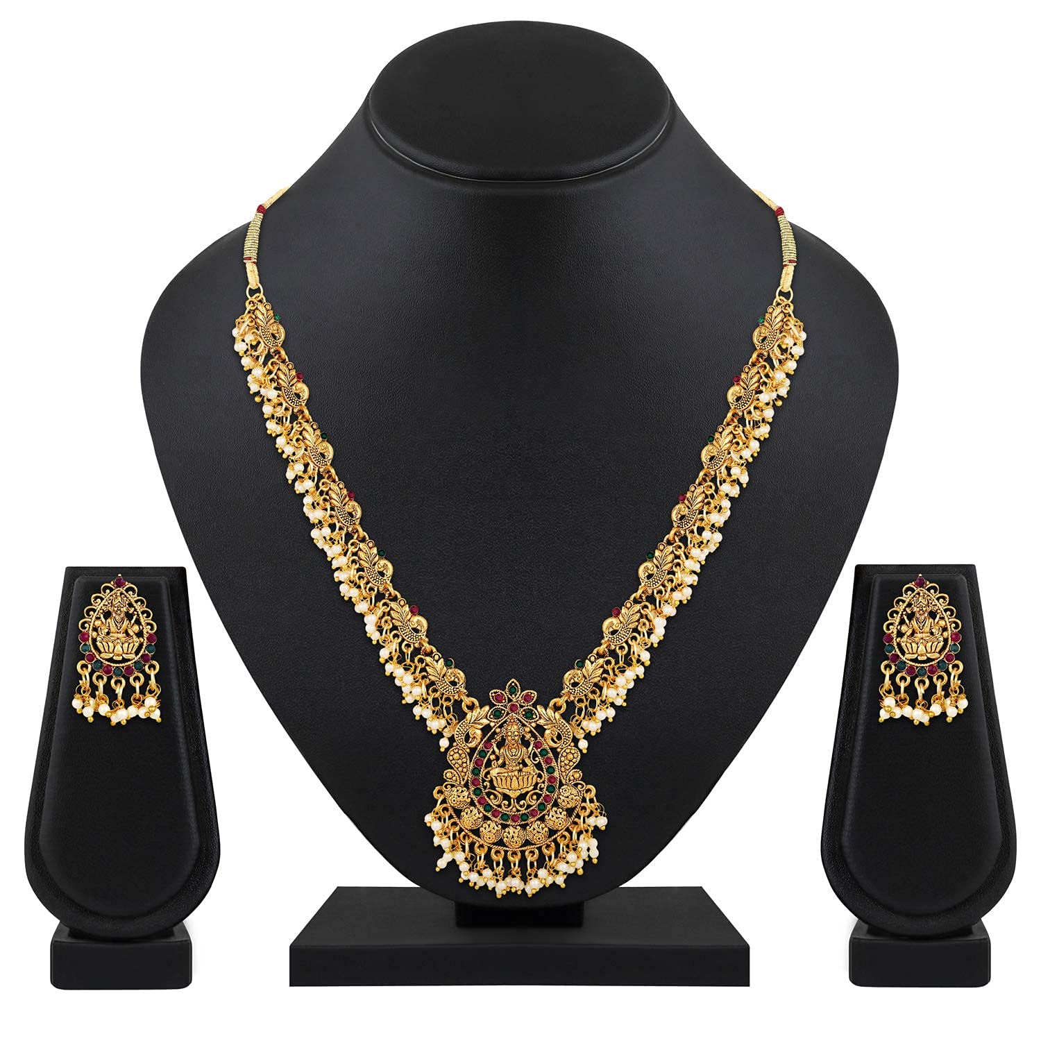 Royal Ethnic | Women's Pearl Choker Temple Necklace Set | 22k Gold Plated | Traditional Festive Wear | Wedding Style - Royal Ethnic