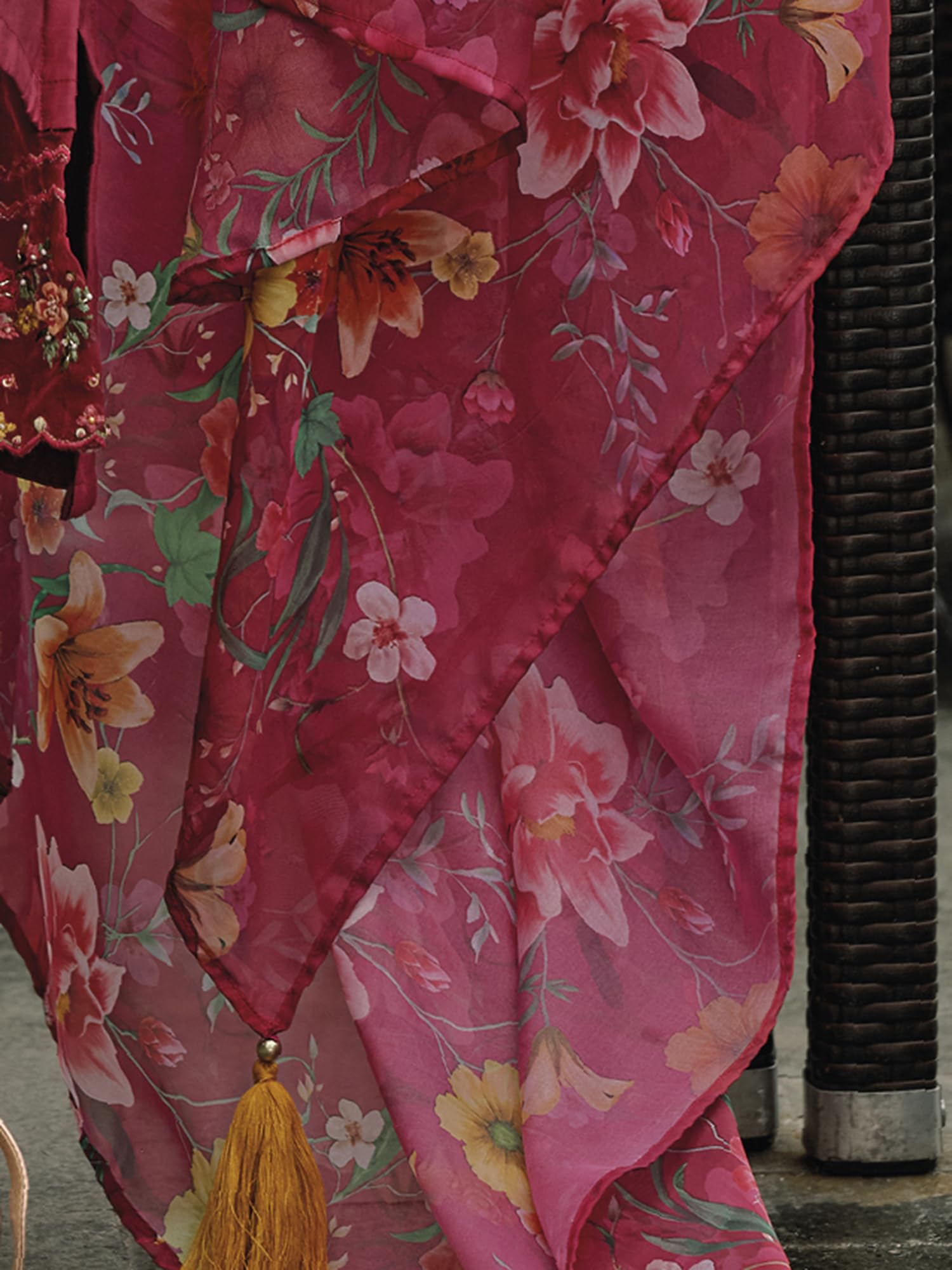 Royal Ethnic Womens Silk Blend Embroidered A Line Kurta Pant with Dupatta Set Stylish Festive Designer Party Wear Outfit - Royal Ethnic