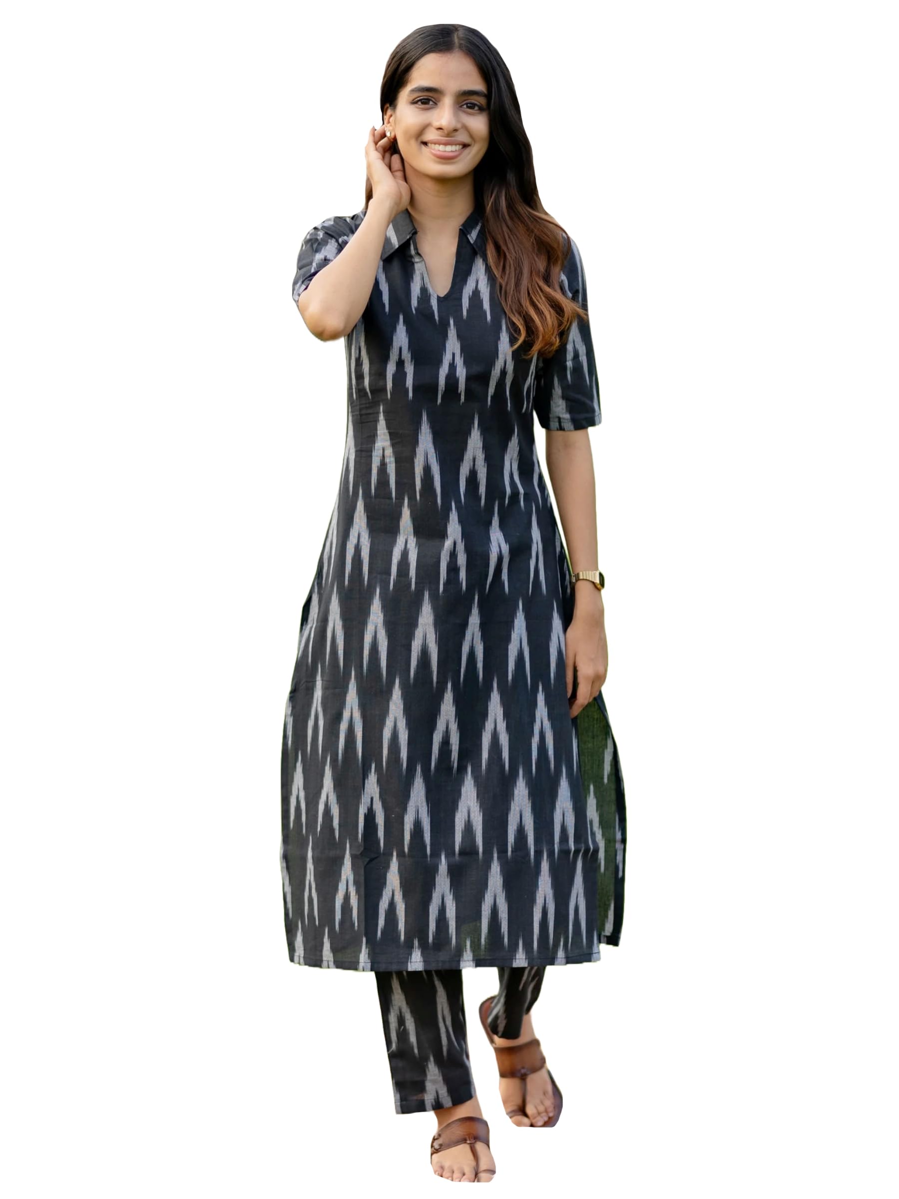 Royal Ethnic Women's Cotton Ikat Print Kurta Set | Soft Fabric | Stylish Ethnic Suit Exclusive Elegant Party Wear Festive Edition