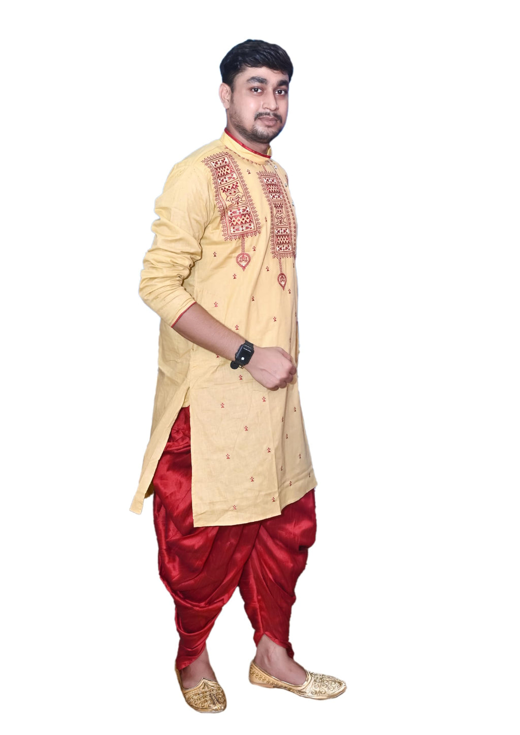 Royal Ethnic | Men's Traditional Panjabi Kurta | Full Sleeve | Embroidered Cotton | Festive & Casual Indian Wear | Comfort Fit - Royal Ethnic