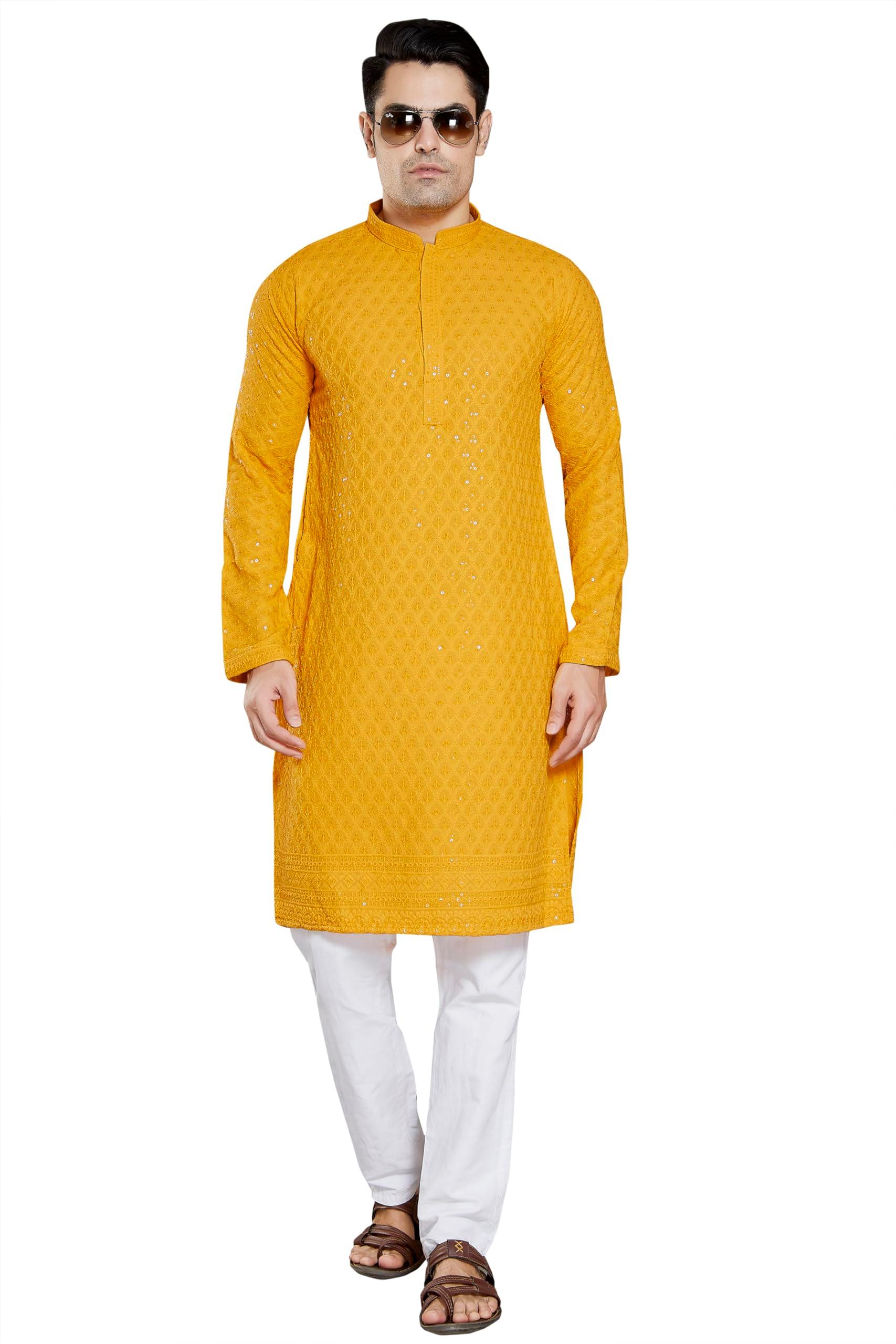 Royal Ethnic Men's Stylish Embroidered Cotton Kurta Pyjama Set | Exclusive Elegant Party Wear Outfit - Royal Ethnic