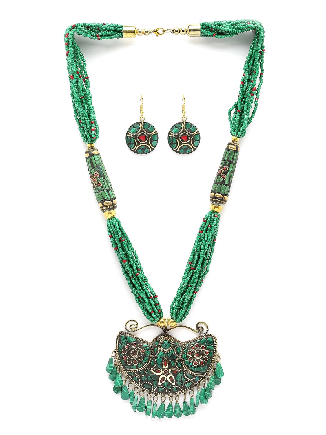 Royal Ethnic | Women's Tibetan Pendant Necklace Set | Traditional Oxidised Finish | Stylish Ethnic Jewellery | Festive - Royal Ethnic