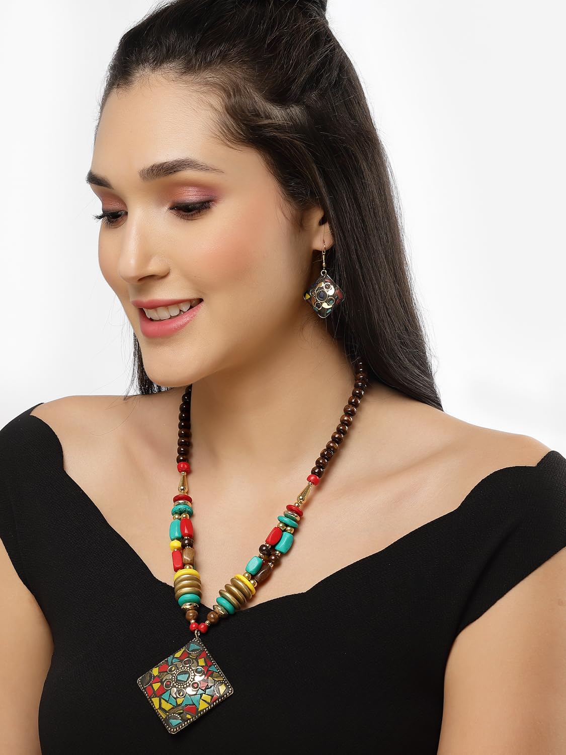 Royal Ethnic | Women's Tibetan Pendant Necklace Set | Traditional Oxidised Finish | Stylish Ethnic Jewellery | Festive - Royal Ethnic