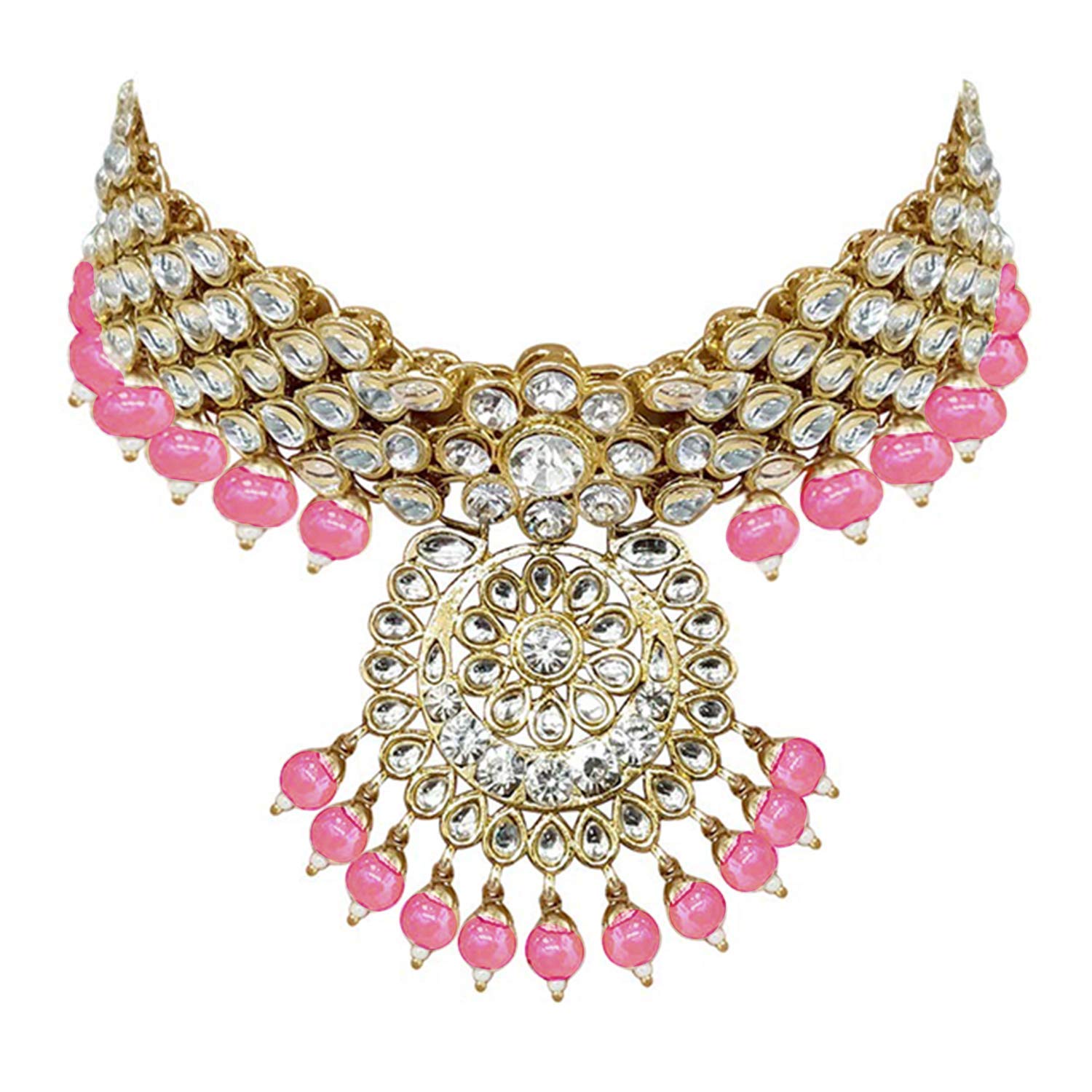 Royal Ethnic Traditional 18K Gold Plated Kundan & Pearl Studded Bridal Choker Necklace Set with Earrings & Maang Tikka - Royal Ethnic