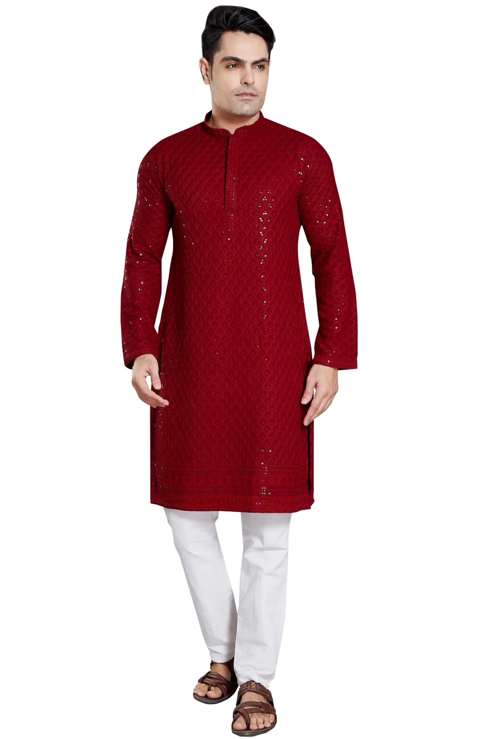 Royal Ethnic Men's Stylish Embroidered Cotton Kurta Pyjama Set | Exclusive Elegant Party Wear Outfit - Royal Ethnic