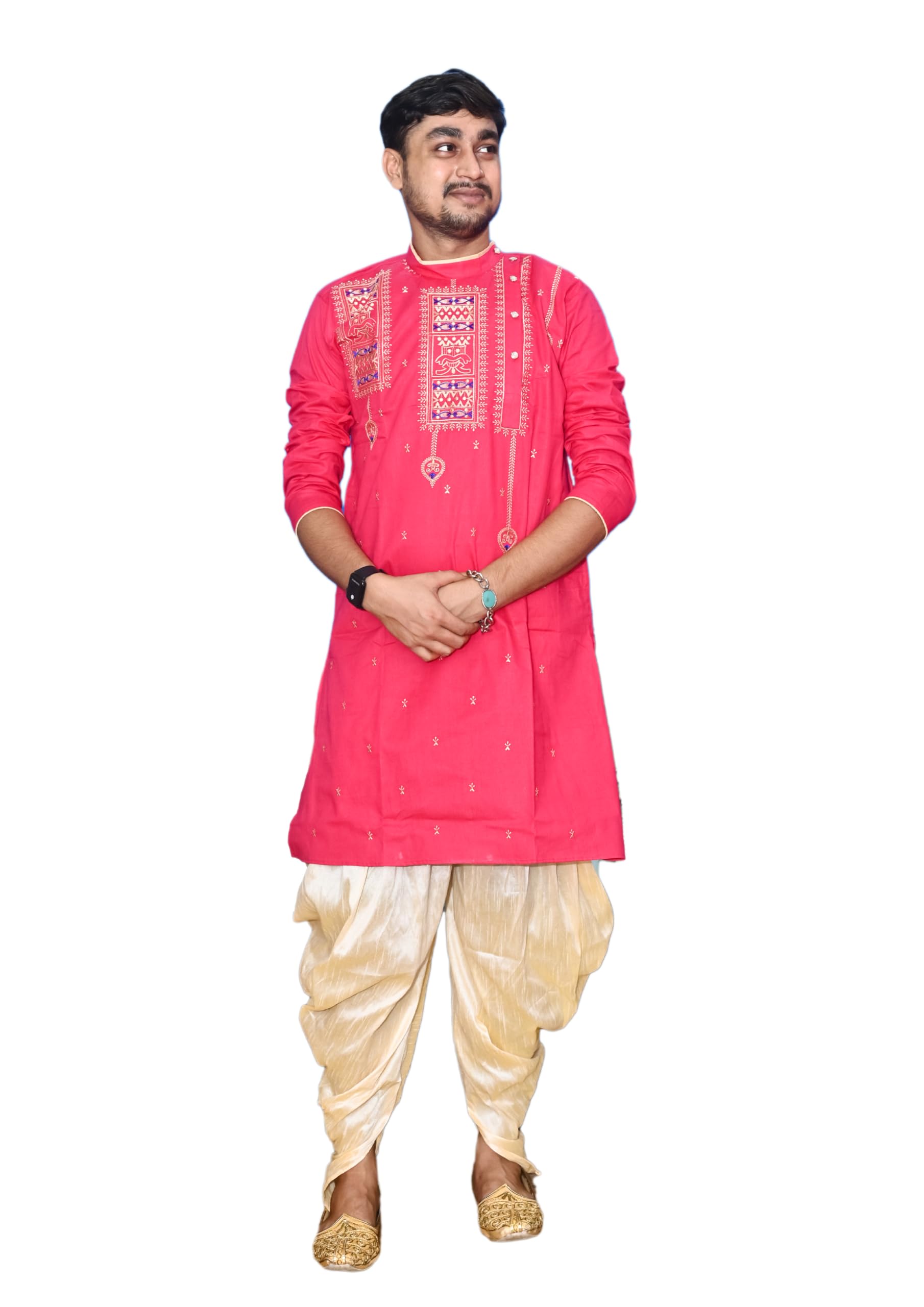 Royal Ethnic | Men's Traditional Panjabi Kurta | Full Sleeve | Embroidered Cotton | Festive & Casual Indian Wear | Comfort Fit - Royal Ethnic