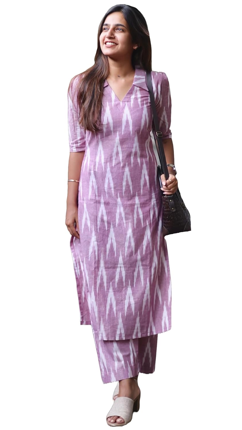 Royal Ethnic Women's Cotton Ikat Print Kurta Set | Soft Fabric | Stylish Ethnic Suit Exclusive Elegant Party Wear Festive Edition