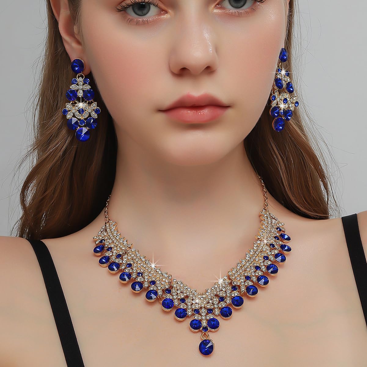 Royal Ethnic | Women's Crystal Diamond Necklace Set | Stylish Wedding Jewellery | Silver Plated | Party Wear | Elegant - Royal Ethnic