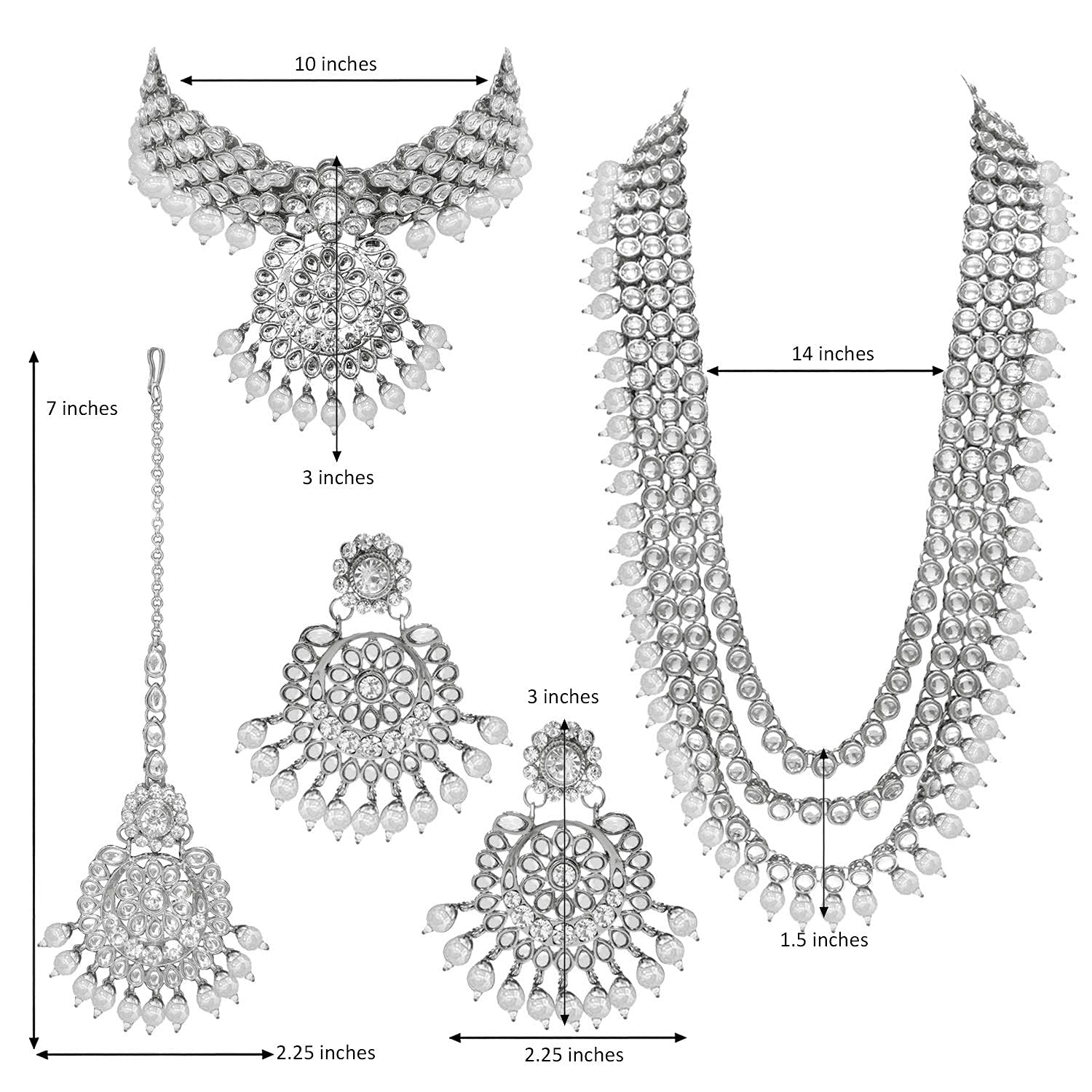 Royal Ethnic Traditional 18K Gold Plated Kundan & Pearl Studded Bridal Choker Necklace Set with Earrings & Maang Tikka - Royal Ethnic