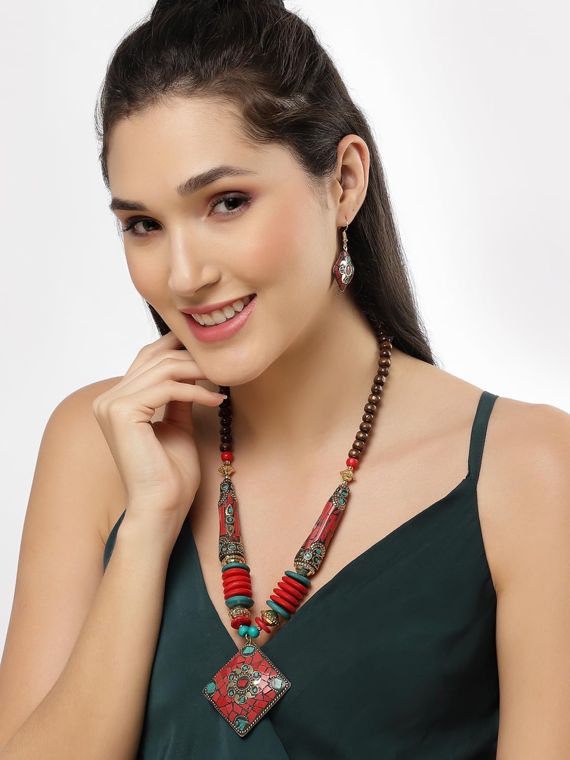 Royal Ethnic | Women's Tibetan Pendant Necklace Set | Traditional Oxidised Finish | Stylish Ethnic Jewellery | Festive - Royal Ethnic