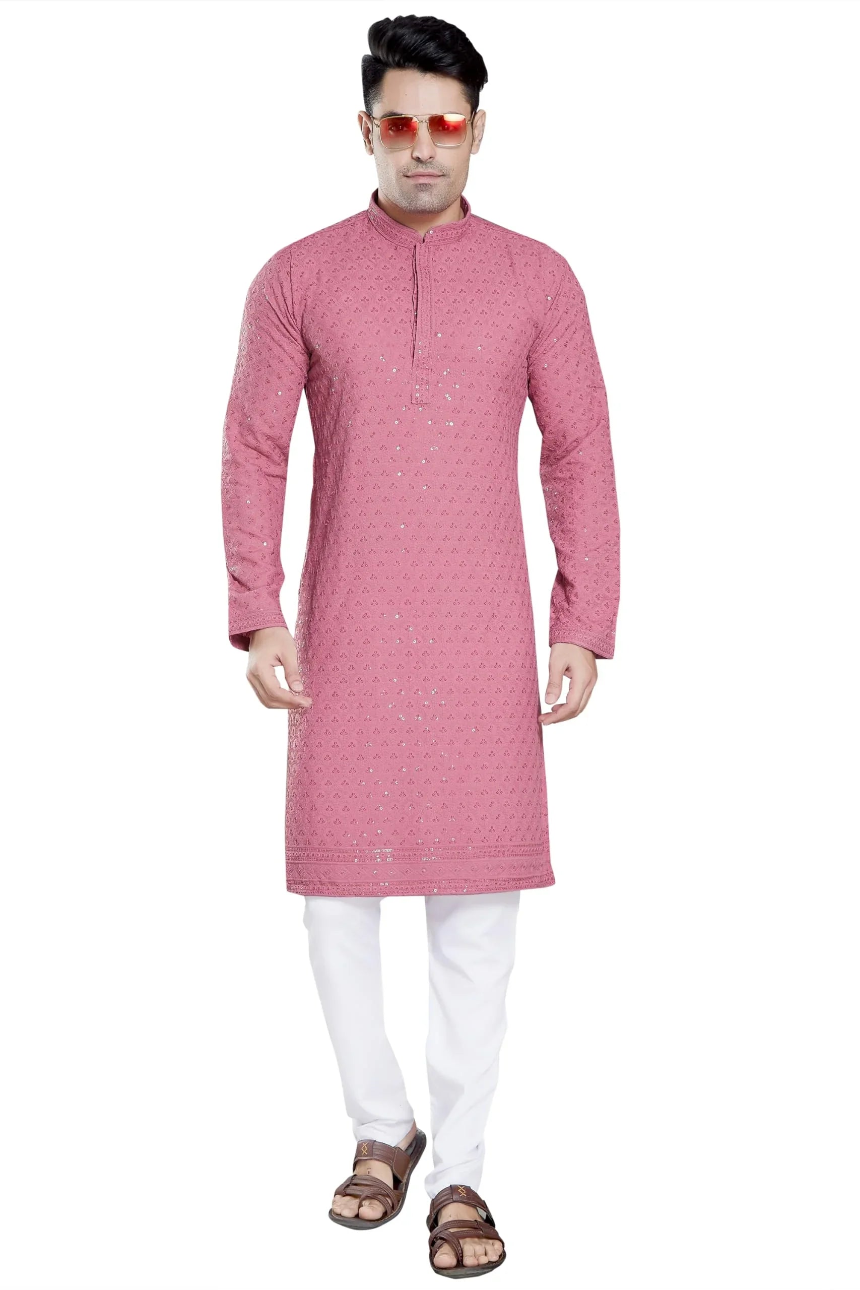 Royal Ethnic Men's Stylish Embroidered Cotton Kurta Pyjama Set | Exclusive Elegant Party Wear Outfit - Royal Ethnic