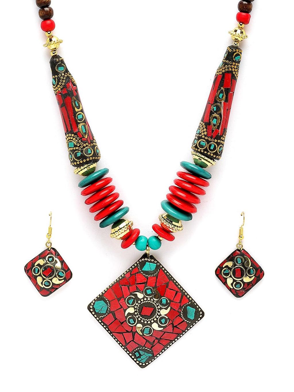 Royal Ethnic | Women's Tibetan Pendant Necklace Set | Traditional Oxidised Finish | Stylish Ethnic Jewellery | Festive - Royal Ethnic