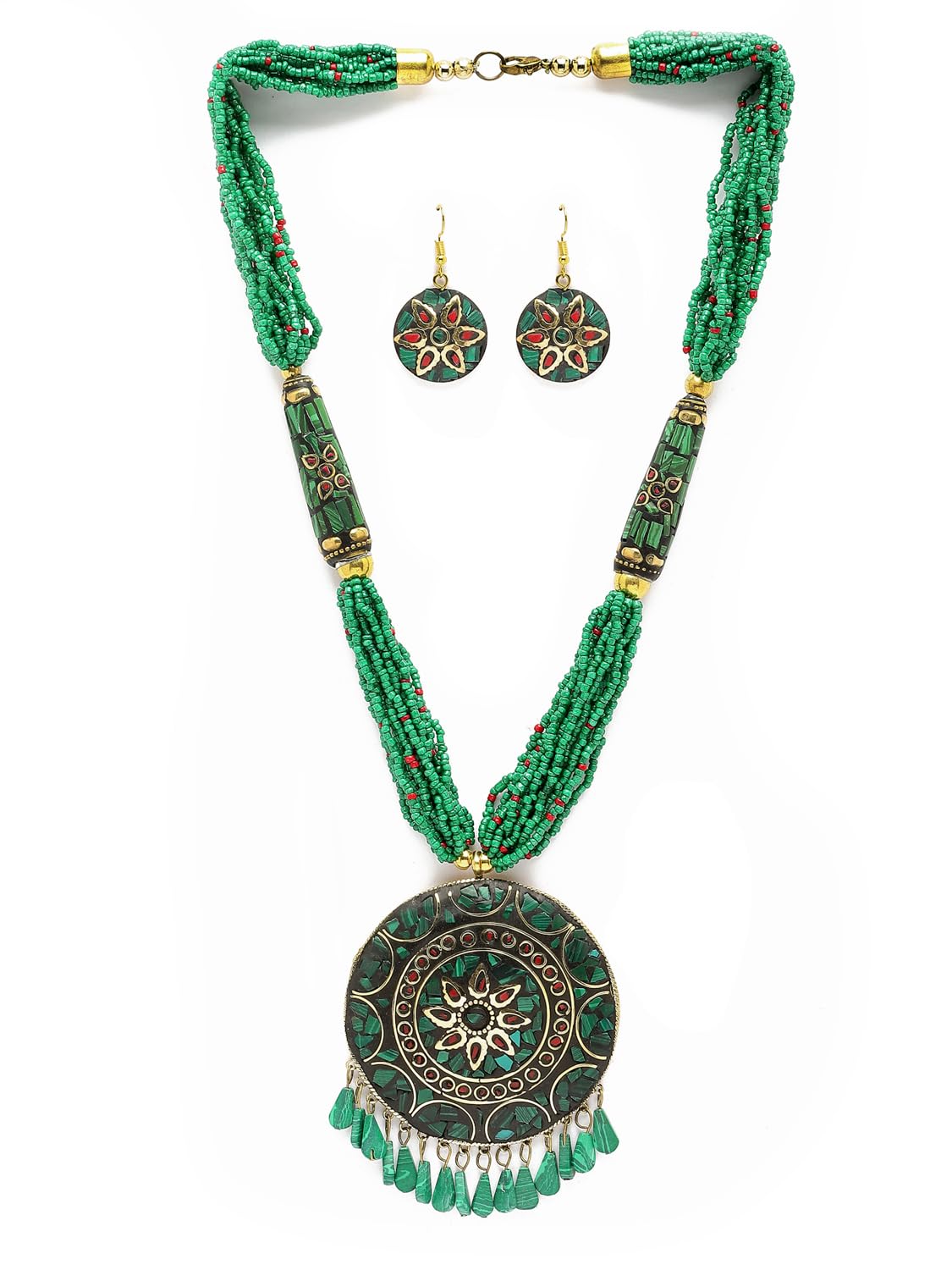 Royal Ethnic | Women's Tibetan Pendant Necklace Set | Traditional Oxidised Finish | Stylish Ethnic Jewellery | Festive - Royal Ethnic