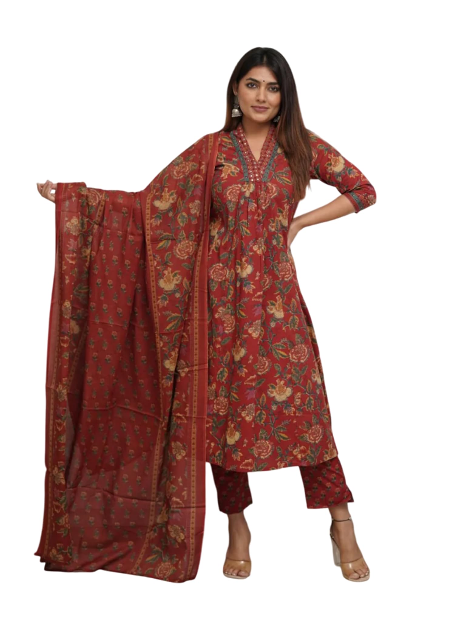 Royal Ethnic Kurta Pant and Dupatta Set for Women Kurta Set for Women Elegant Traditional Designer Ethnic Festive Wear Collection Look