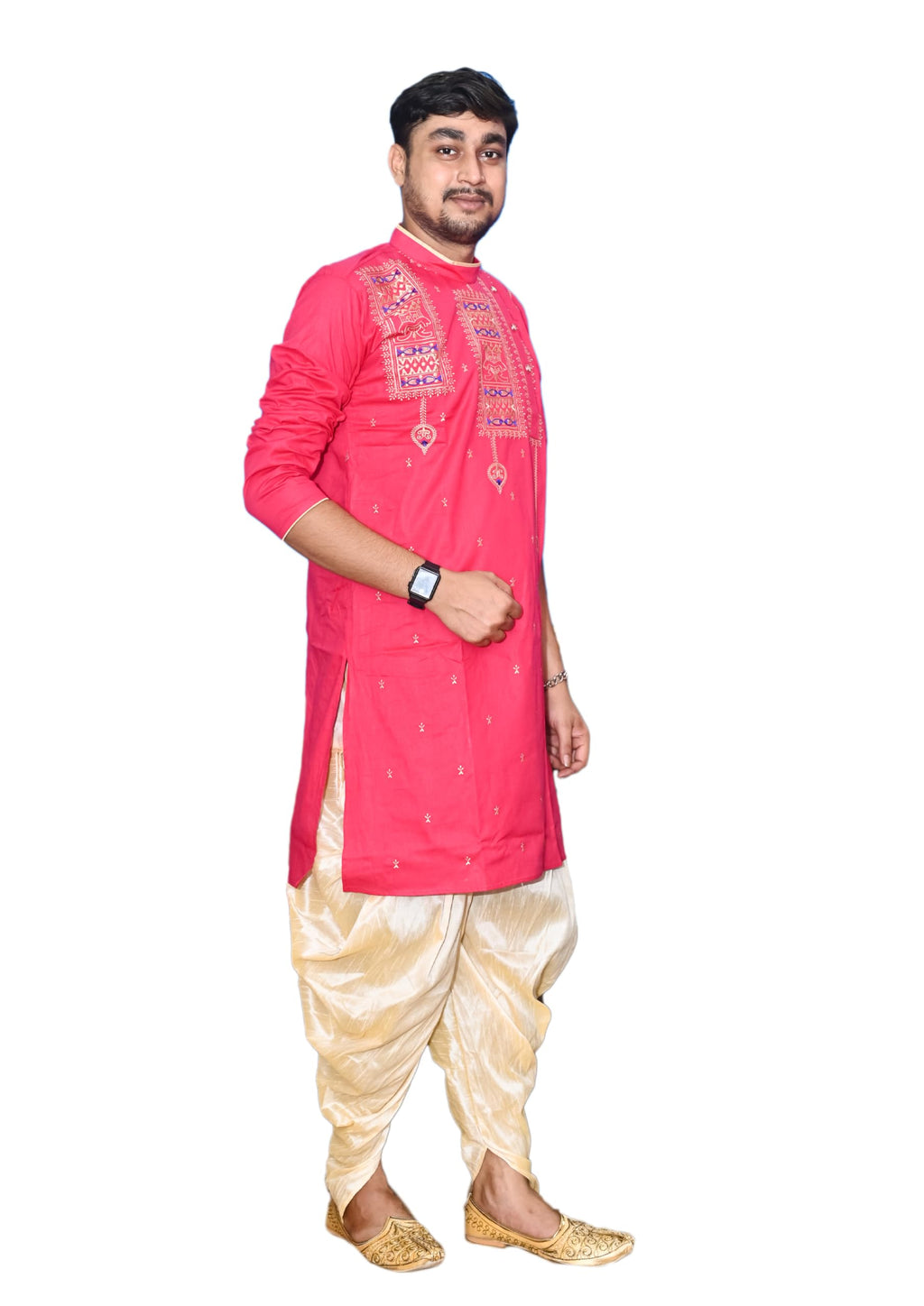 Royal Ethnic | Men's Traditional Panjabi Kurta | Full Sleeve | Embroidered Cotton | Festive & Casual Indian Wear | Comfort Fit - Royal Ethnic