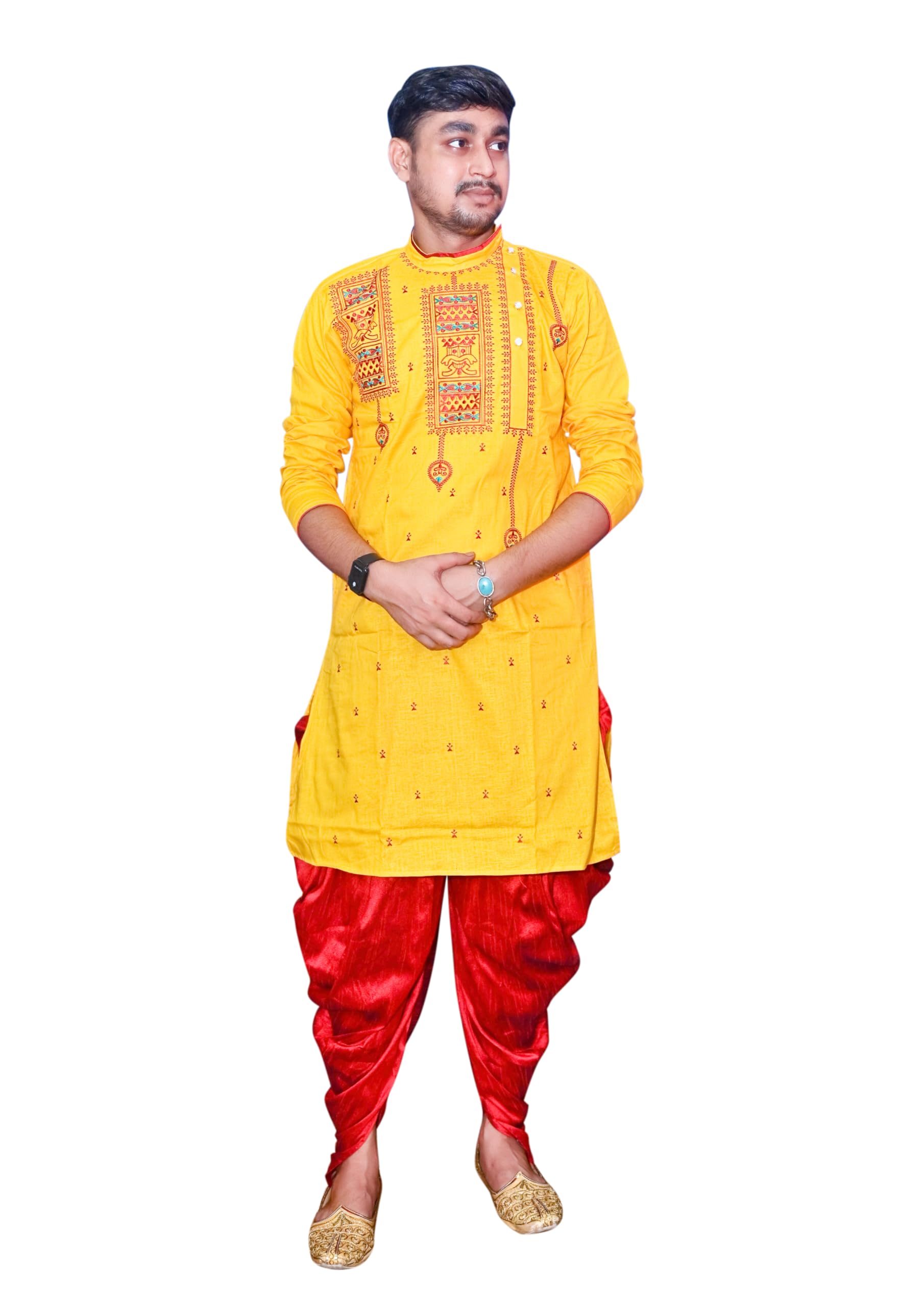 Royal Ethnic | Men's Traditional Panjabi Kurta | Full Sleeve | Embroidered Cotton | Festive & Casual Indian Wear | Comfort Fit - Royal Ethnic