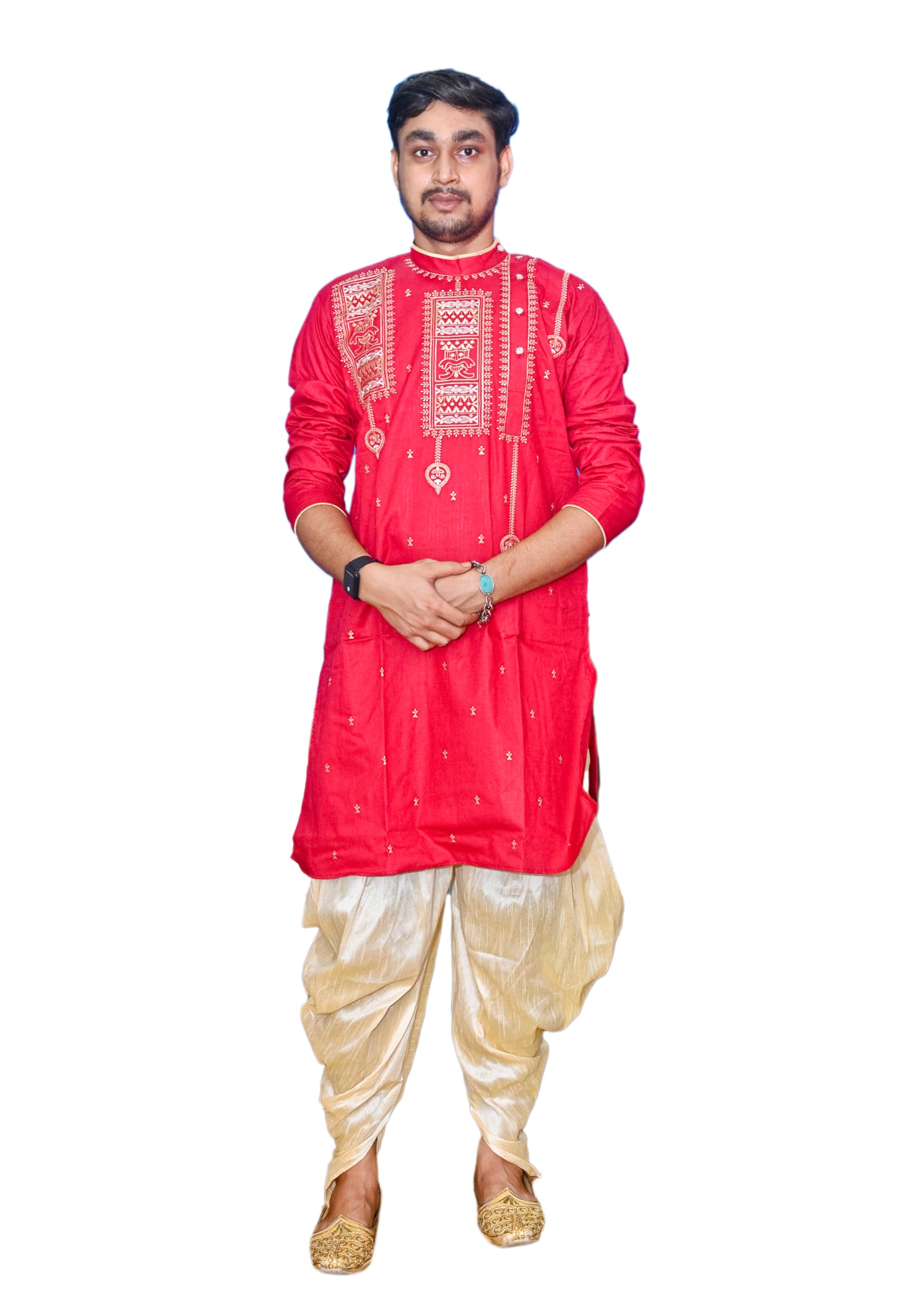 Royal Ethnic | Men's Traditional Panjabi Kurta | Full Sleeve | Embroidered Cotton | Festive & Casual Indian Wear | Comfort Fit - Royal Ethnic