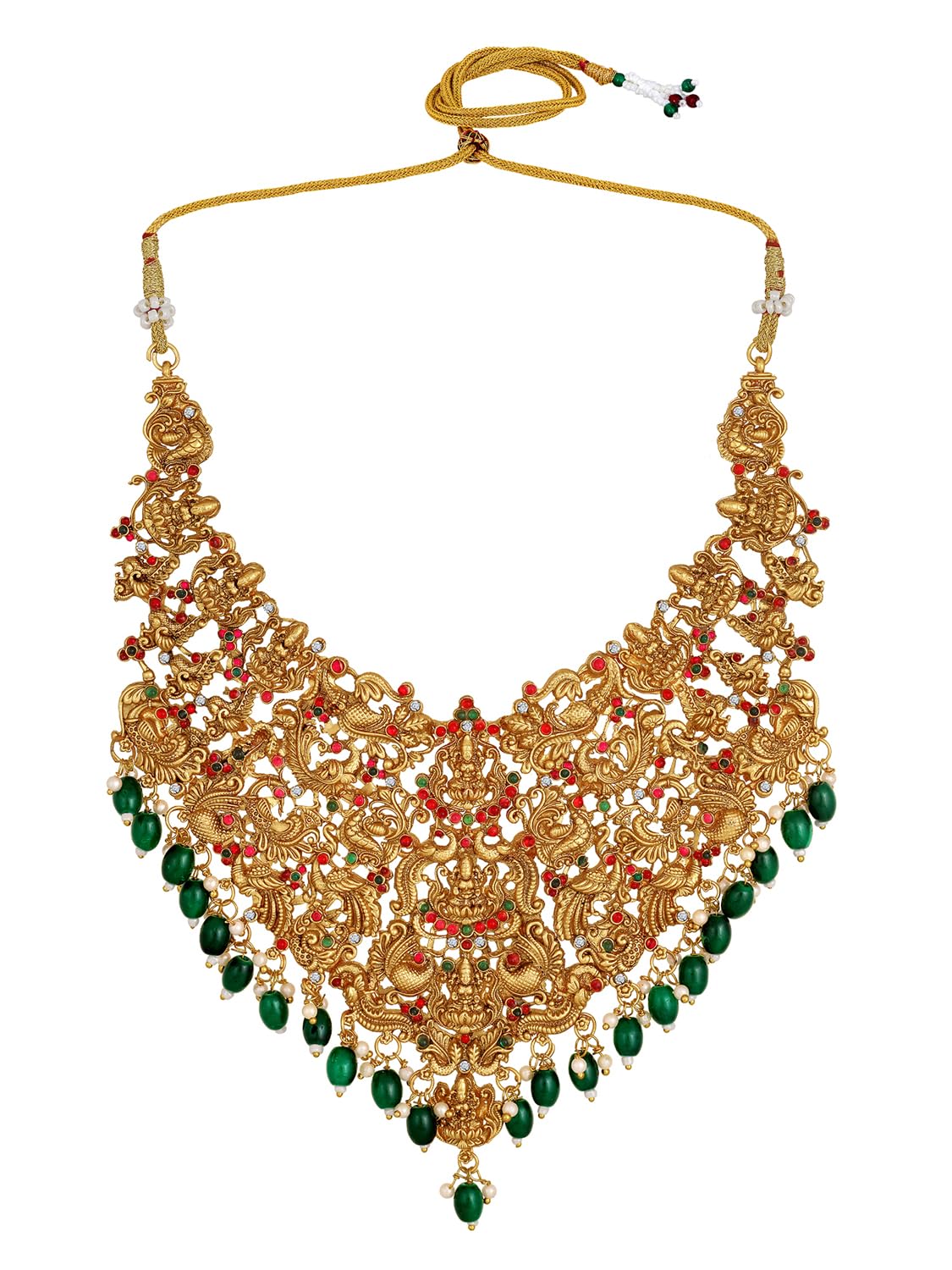 Royal Ethnic | Women's Pearl Choker Temple Necklace Set | 22k Gold Plated | Traditional Festive Wear | Wedding Style - Royal Ethnic