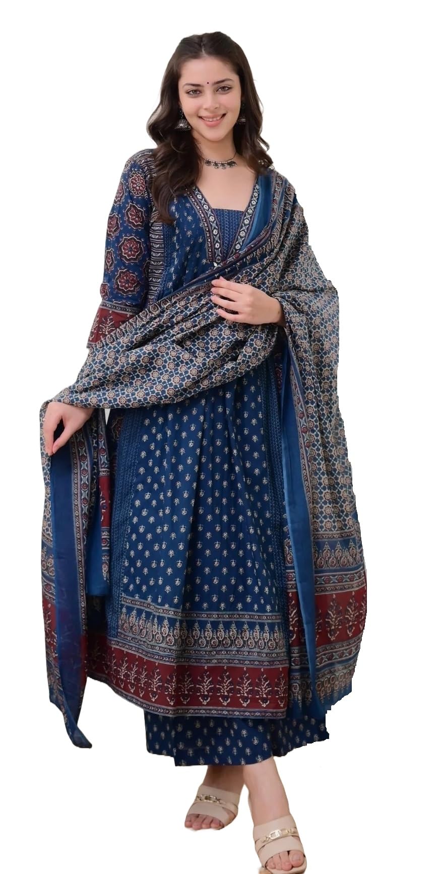 Royal Ethnic Women Printed Anarkali Kurta and Pant Set with Dupatta Elegant Stylish Ethnic Party Wear Designer Outfit Collection