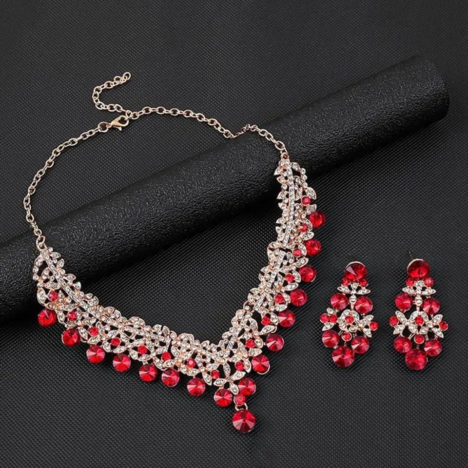 Royal Ethnic | Women's Crystal Diamond Necklace Set | Stylish Wedding Jewellery | Silver Plated | Party Wear | Elegant - Royal Ethnic