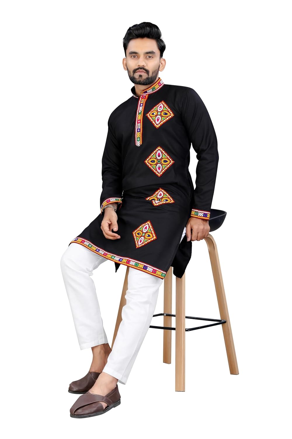Royal Ethnic | Men's Ethnic Charm Kurta Pyjama Set | Intricate Embroidery | Full Sleeves | Navratri & Festive Wear - Royal Ethnic