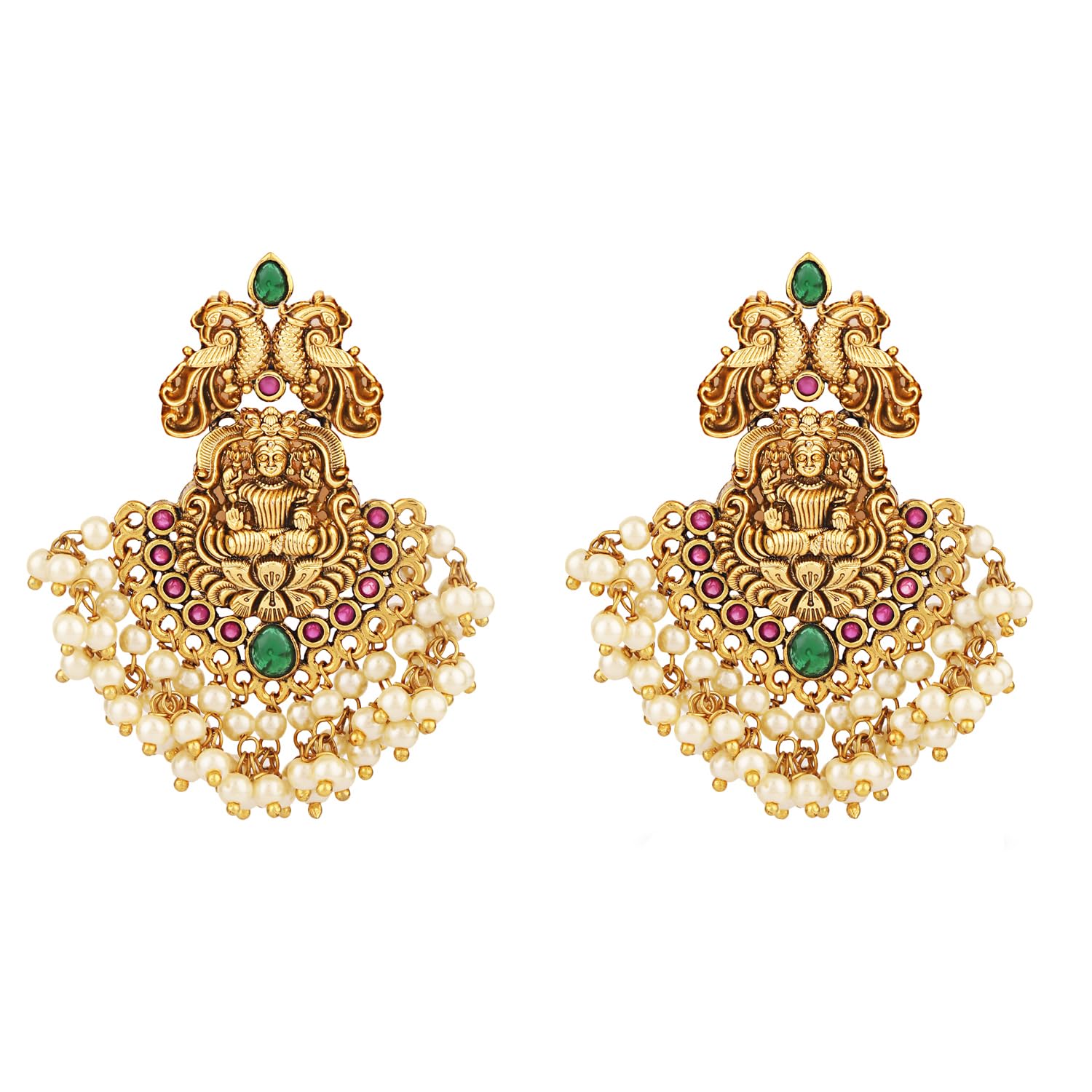 Royal Ethnic | Women's Pearl Choker Temple Necklace Set | 22k Gold Plated | Traditional Festive Wear | Wedding Style - Royal Ethnic