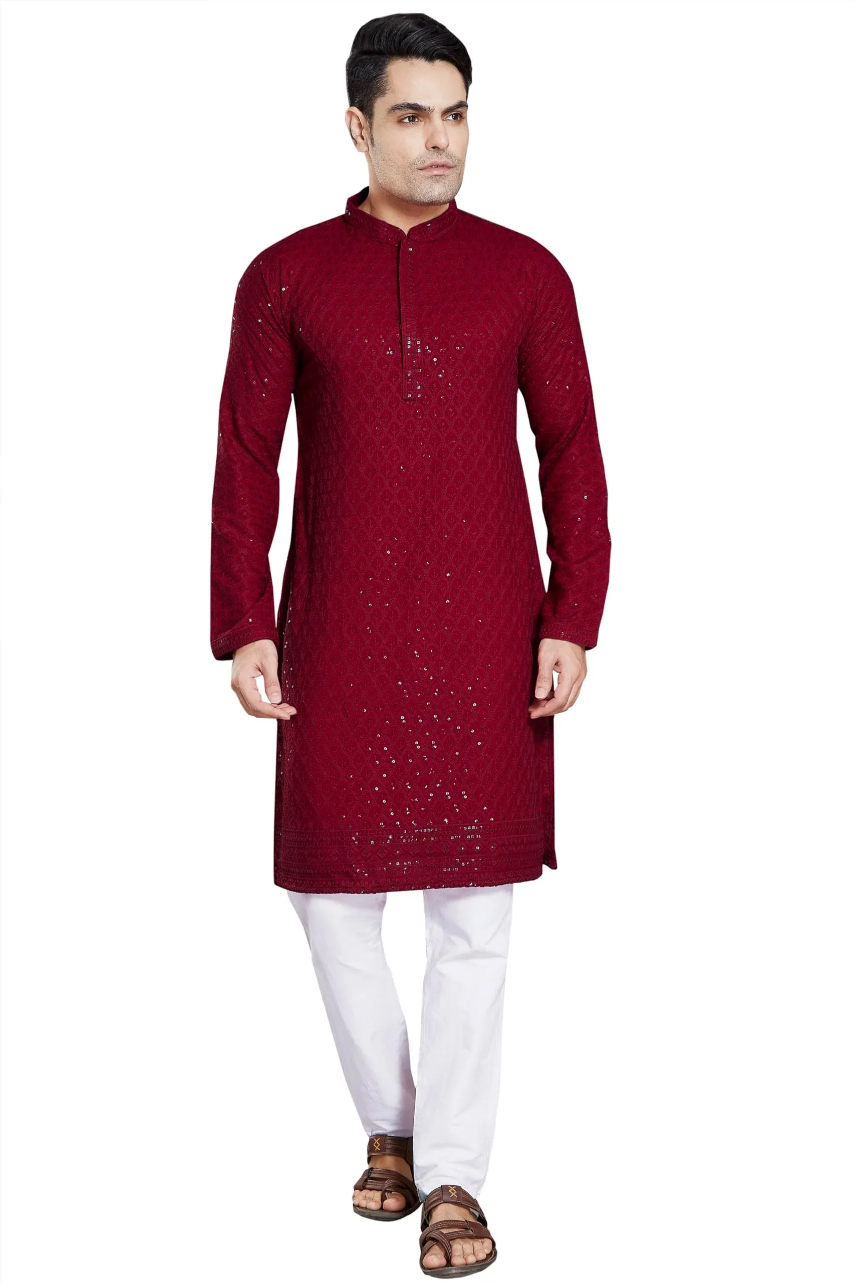 Royal Ethnic Men's Stylish Embroidered Cotton Kurta Pyjama Set | Exclusive Elegant Party Wear Outfit - Royal Ethnic