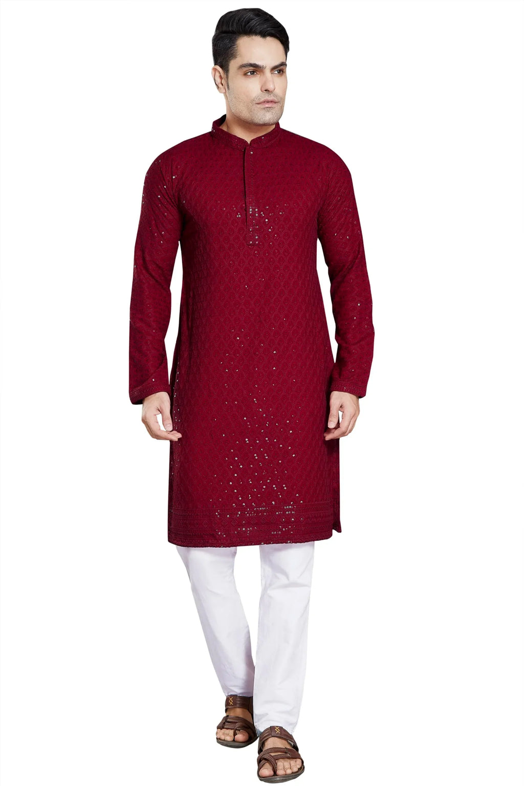 Royal Ethnic Men's Stylish Embroidered Cotton Kurta Pyjama Set | Exclusive Elegant Party Wear Outfit - Royal Ethnic