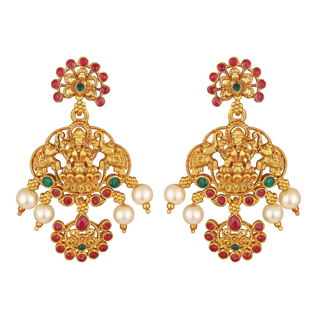 Royal Ethnic | Women's Pearl Choker Temple Necklace Set | 22k Gold Plated | Traditional Festive Wear | Wedding Style - Royal Ethnic