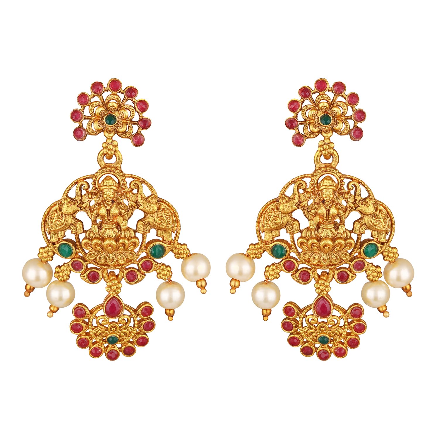 Royal Ethnic | Women's Pearl Choker Temple Necklace Set | 22k Gold Plated | Traditional Festive Wear | Wedding Style - Royal Ethnic