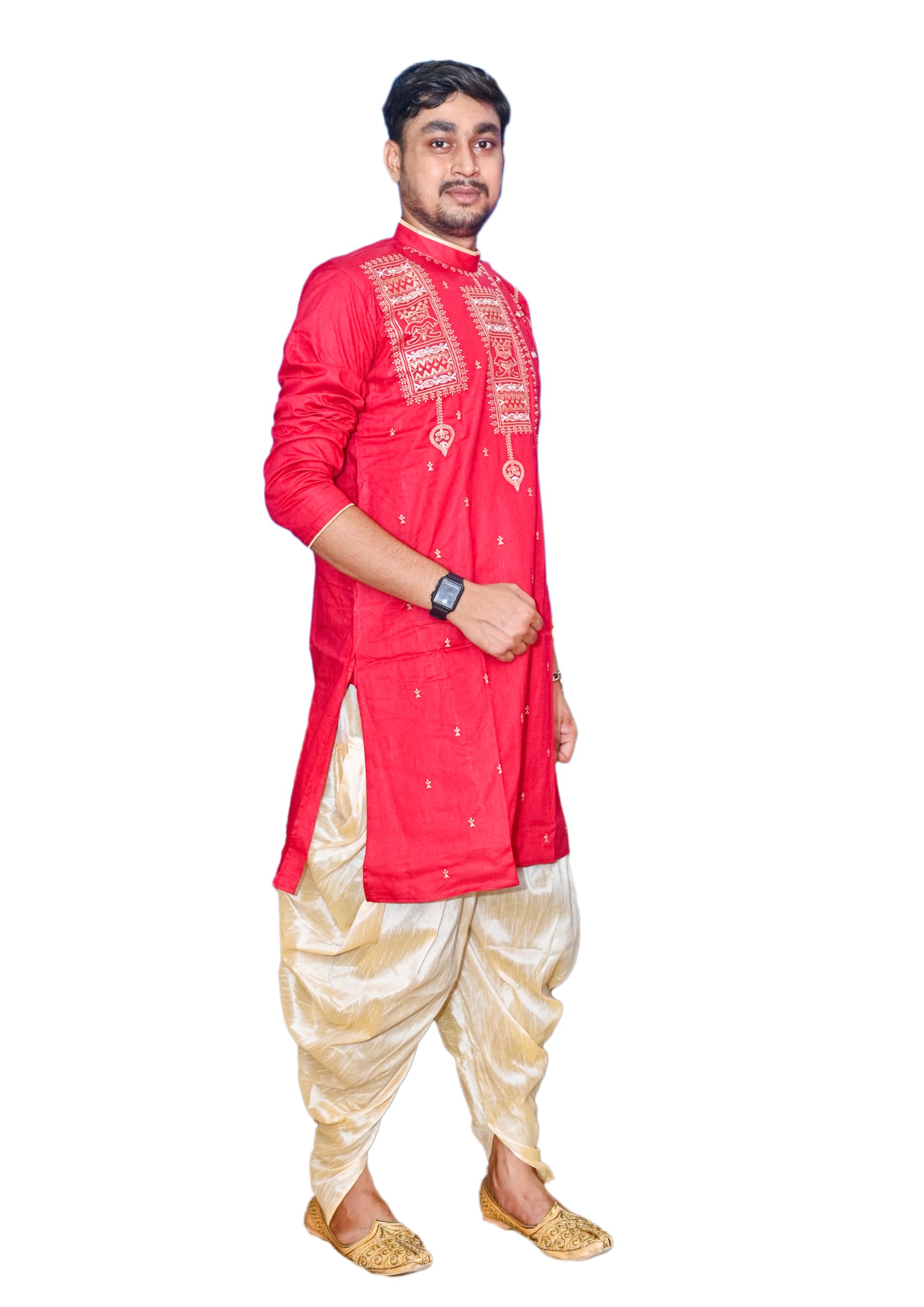 Royal Ethnic | Men's Traditional Panjabi Kurta | Full Sleeve | Embroidered Cotton | Festive & Casual Indian Wear | Comfort Fit - Royal Ethnic
