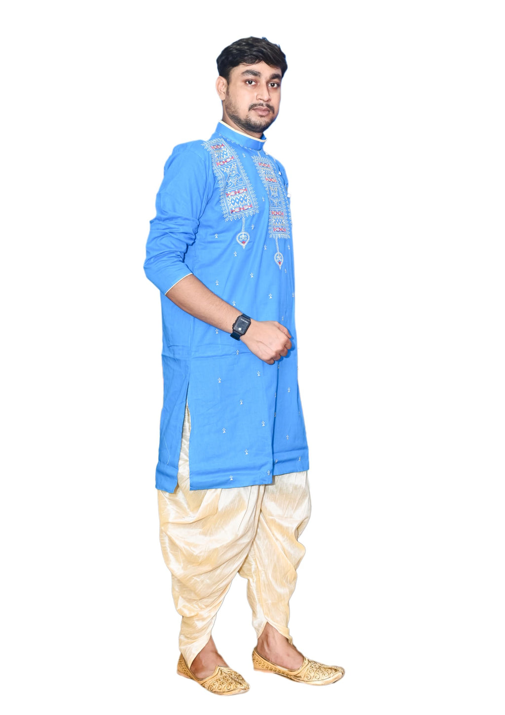 Royal Ethnic | Men's Traditional Panjabi Kurta | Full Sleeve | Embroidered Cotton | Festive & Casual Indian Wear | Comfort Fit - Royal Ethnic