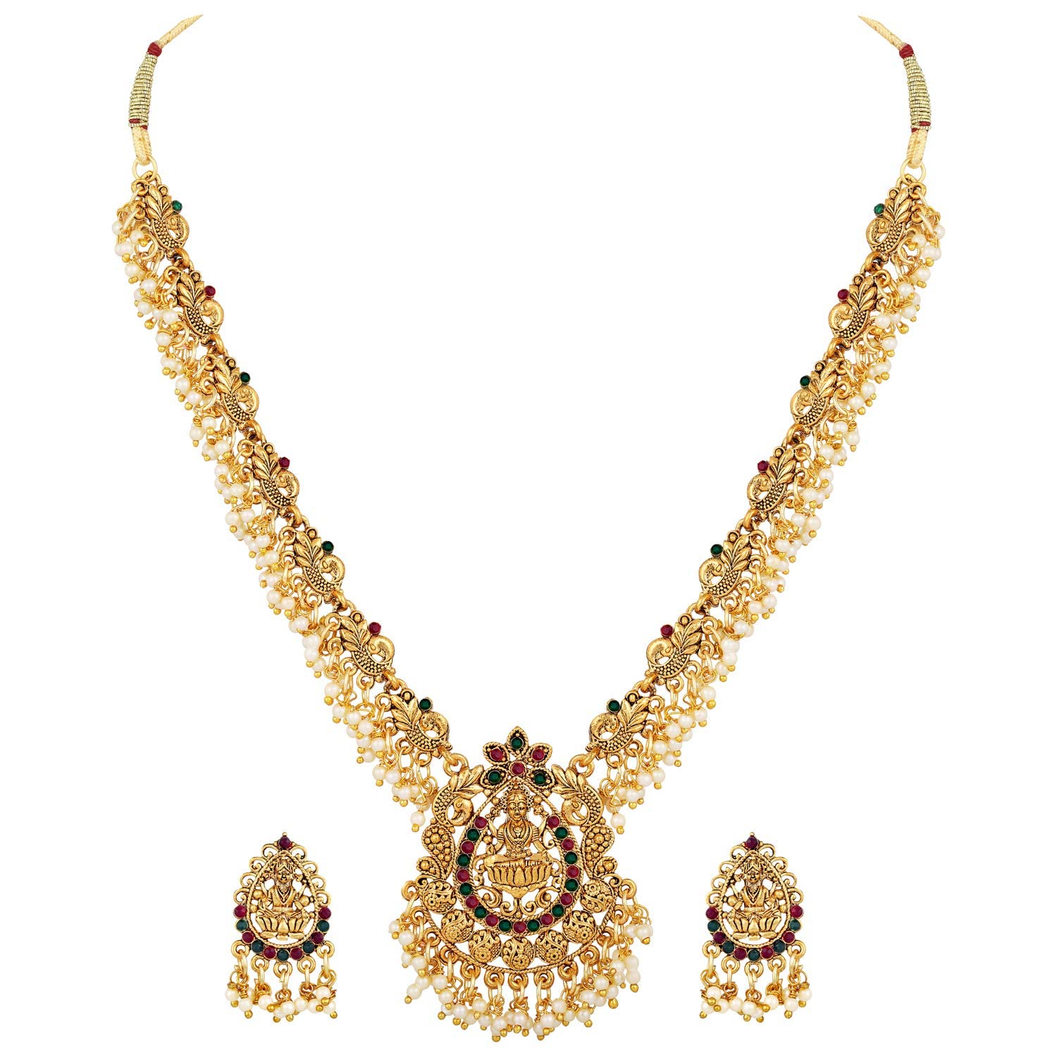 Royal Ethnic | Women's Pearl Choker Temple Necklace Set | 22k Gold Plated | Traditional Festive Wear | Wedding Style - Royal Ethnic