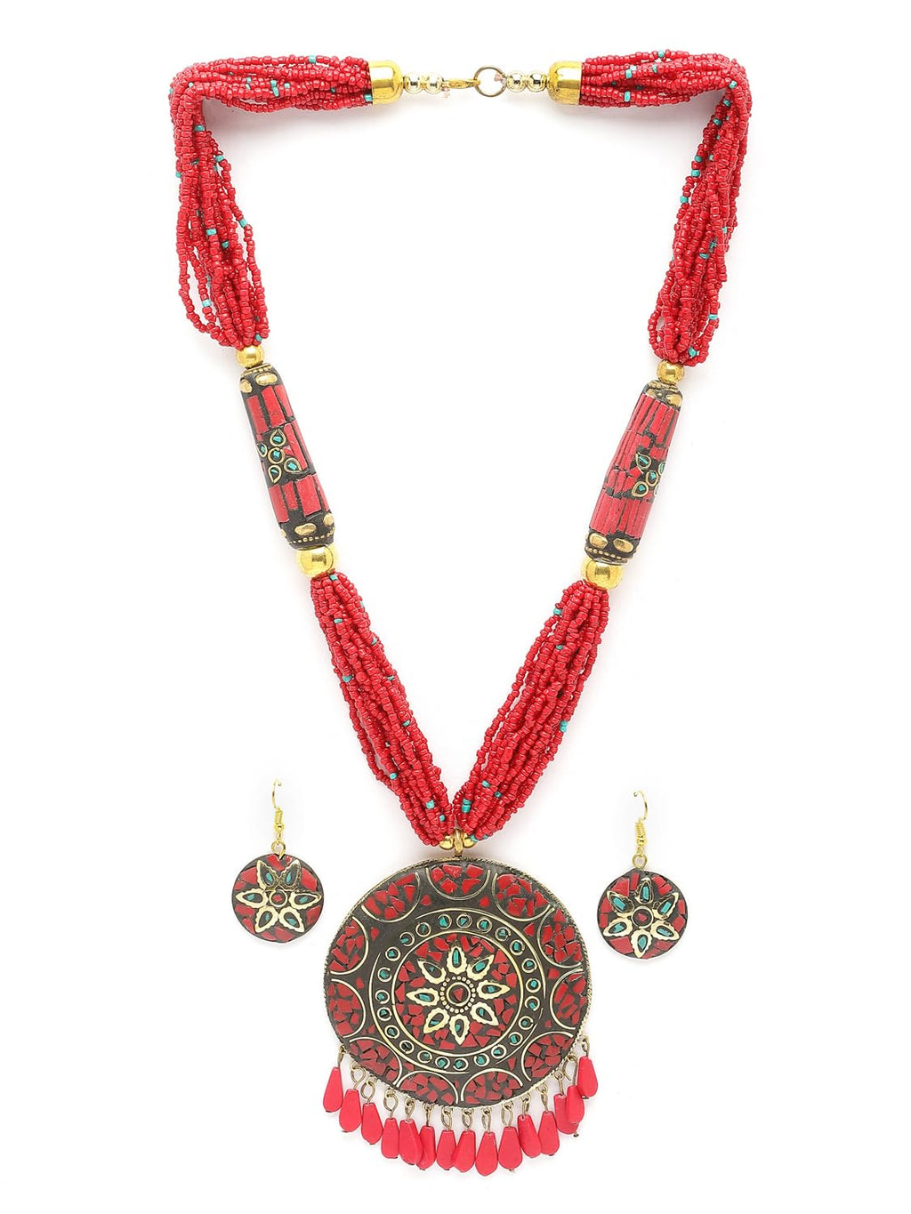 Royal Ethnic | Women's Tibetan Pendant Necklace Set | Traditional Oxidised Finish | Stylish Ethnic Jewellery | Festive - Royal Ethnic