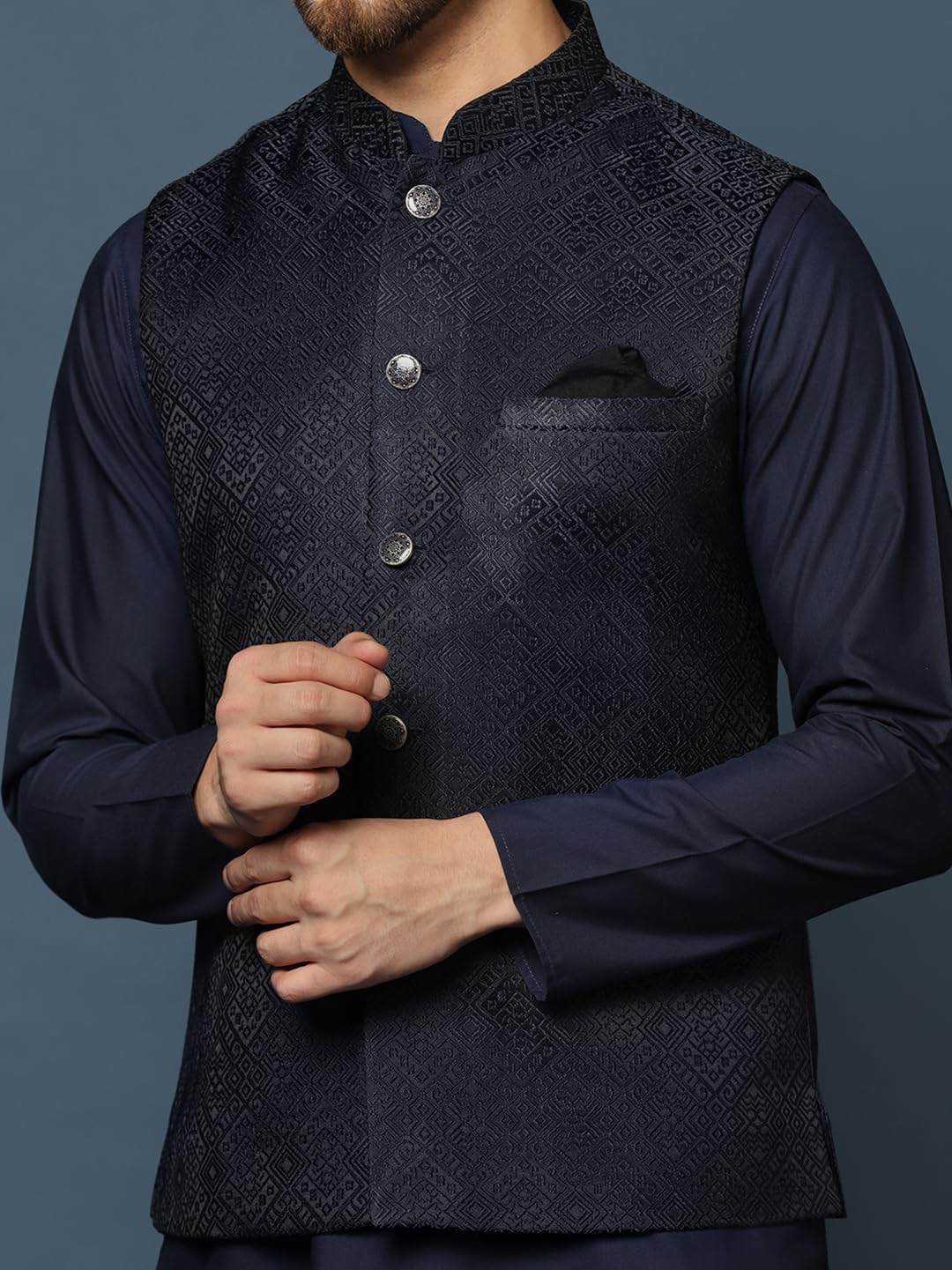 Royal Ethnics | Men's Maroon Nehru Jacket Waistcoat | Cotton Fabric | Ethnic Festive Wear | Regular Fit | Traditional - Royal Ethnic