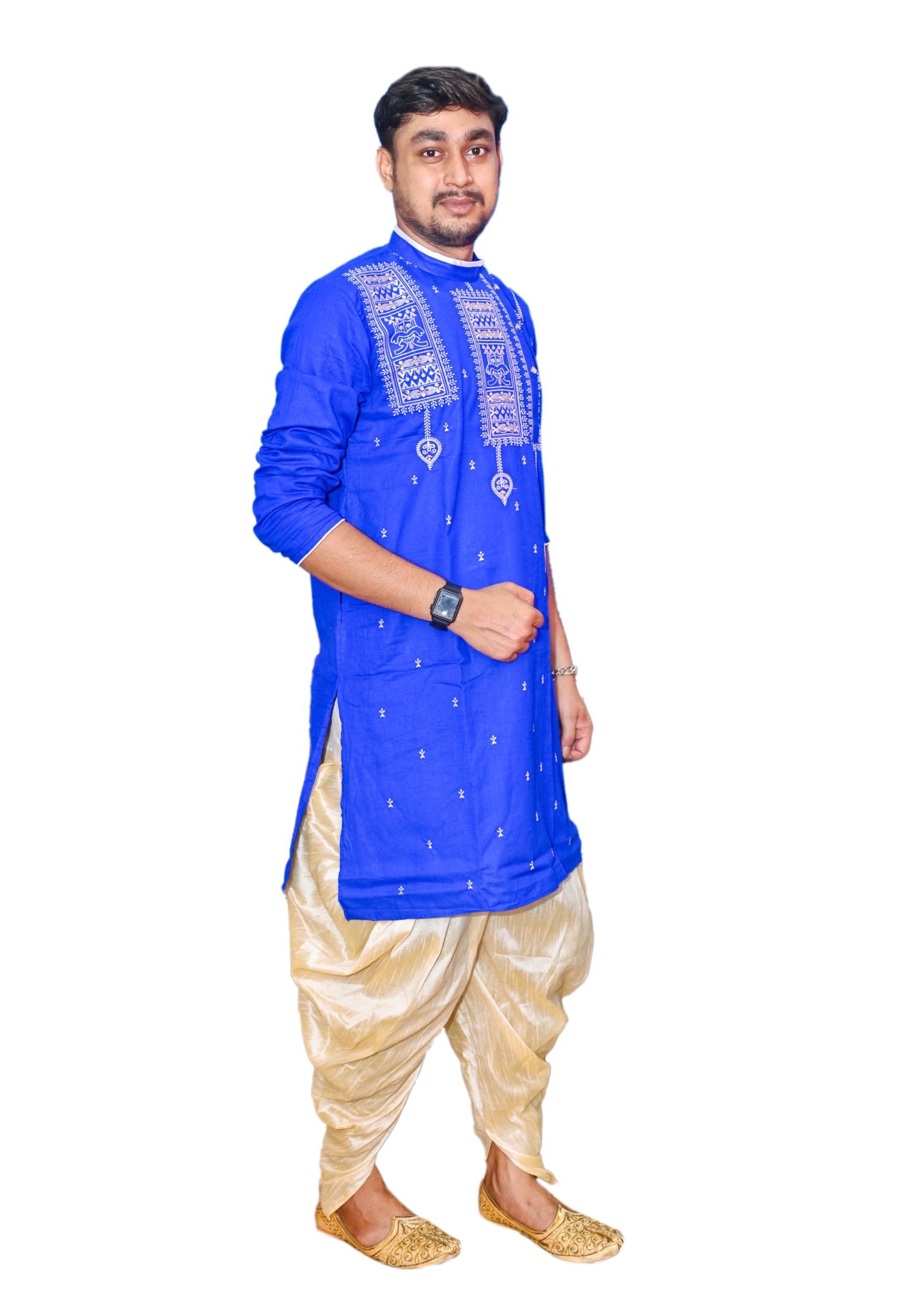 Royal Ethnic | Men's Traditional Panjabi Kurta | Full Sleeve | Embroidered Cotton | Festive & Casual Indian Wear | Comfort Fit - Royal Ethnic