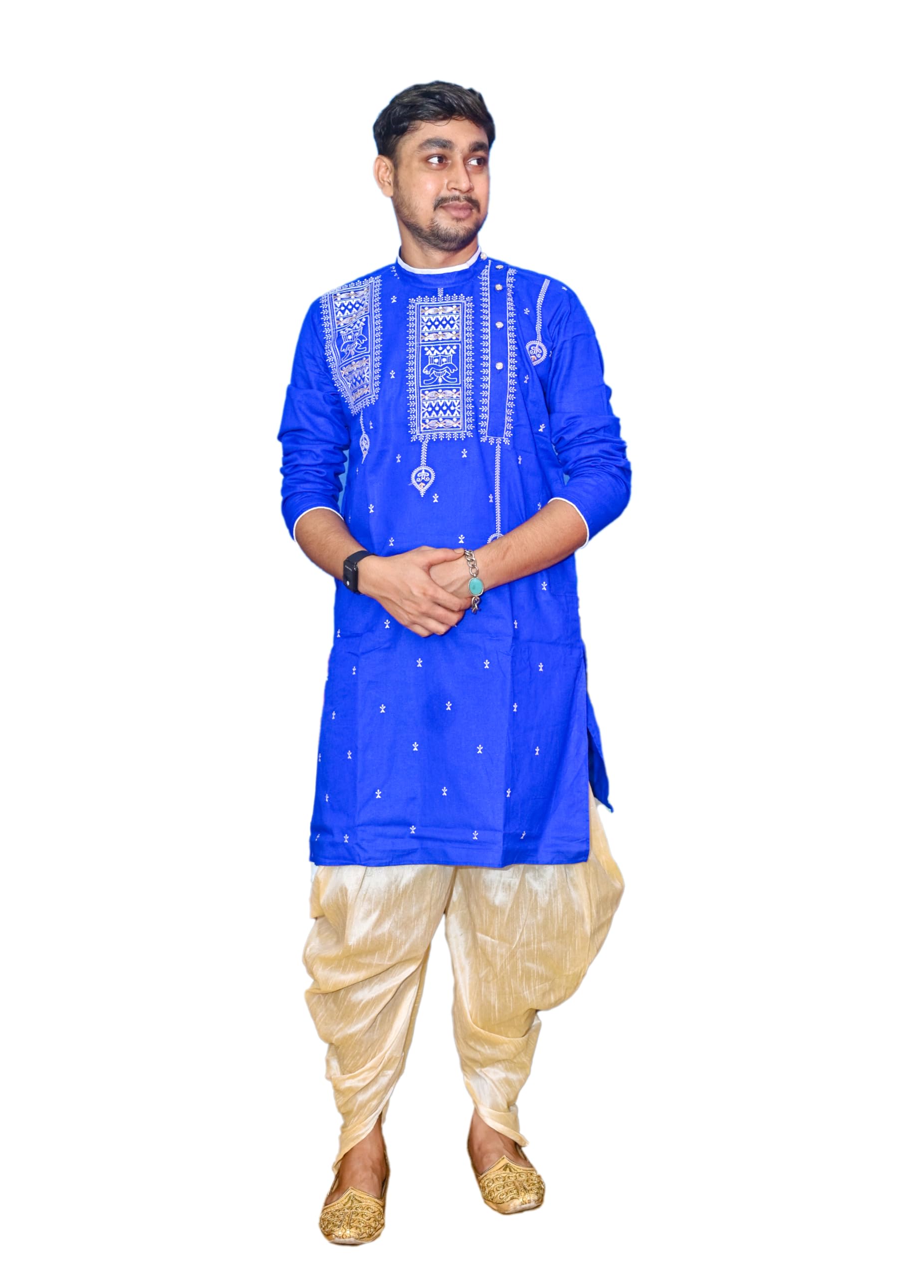 Royal Ethnic | Men's Traditional Panjabi Kurta | Full Sleeve | Embroidered Cotton | Festive & Casual Indian Wear | Comfort Fit - Royal Ethnic