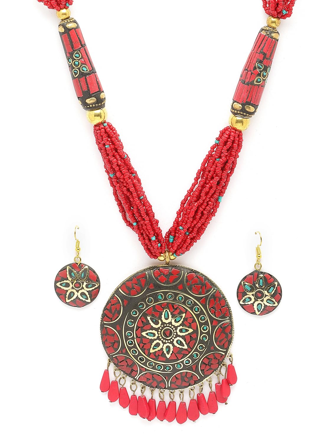 Royal Ethnic | Women's Tibetan Pendant Necklace Set | Traditional Oxidised Finish | Stylish Ethnic Jewellery | Festive - Royal Ethnic